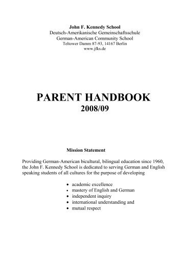 PARENT HANDBOOK 2008/09 Mission Statement - John F ...
