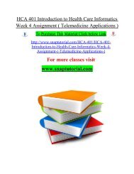 HCA 401 Introduction to Health Care Informatics Week 4 Assignment ( Telemedicine Applications )/snaptutorial