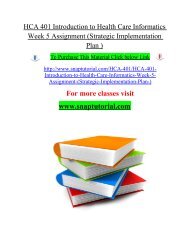 HCA 401 Introduction to Health Care Informatics Week 5 Assignment (Strategic Implementation Plan )/snaptutorial