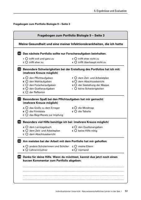 Individualisierter Unterricht in naturwissenschaftlichen Fächern