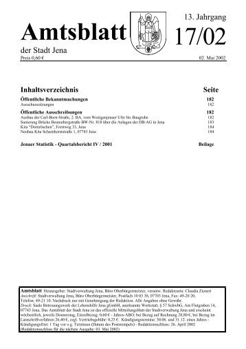 Ã–ffentliche Ausschreibung der Stadt Jena nach VOB/A