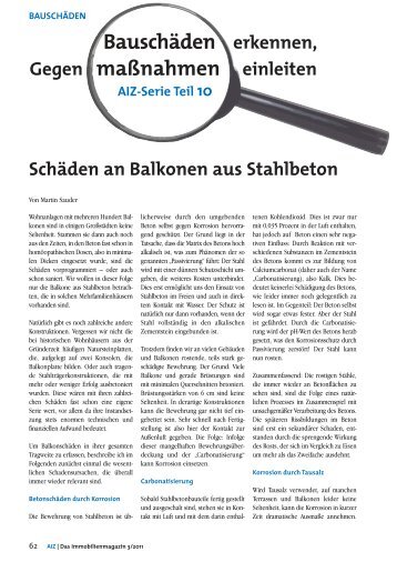 Schäden an Balkonen aus Stahlbeton