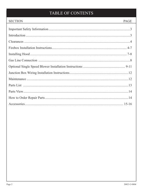 INSTALLATION INSTRUCTIONS AND OWNER'S MANUAL