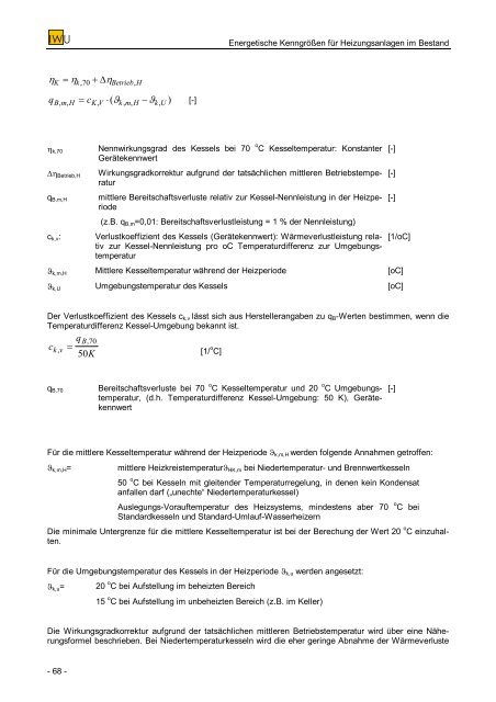 Energetische Kenngrößen für Heizungsanlagen im Bestand