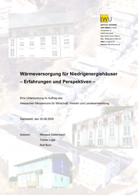 Wärmeversorgung für Niedrigenergiehäuser - Institut Wohnen und ...