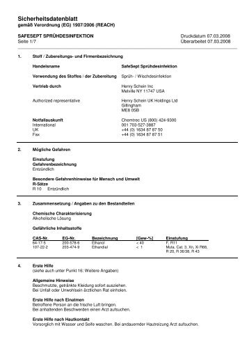 SafeSept Sprühdesinfektion SDB