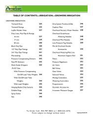 TABLE OF CONTENTS—IRRIGATION—GROWERS IRRIGATION