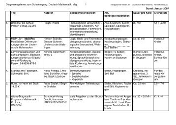 Diagnosesysteme zum Schuleingang - Staatliches Seminar Albstadt