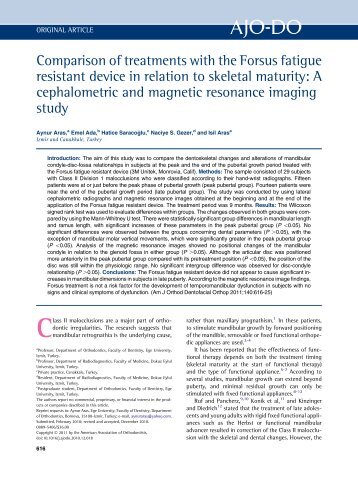 Comparison of treatments with the Forsus fatigue resistant device in ...