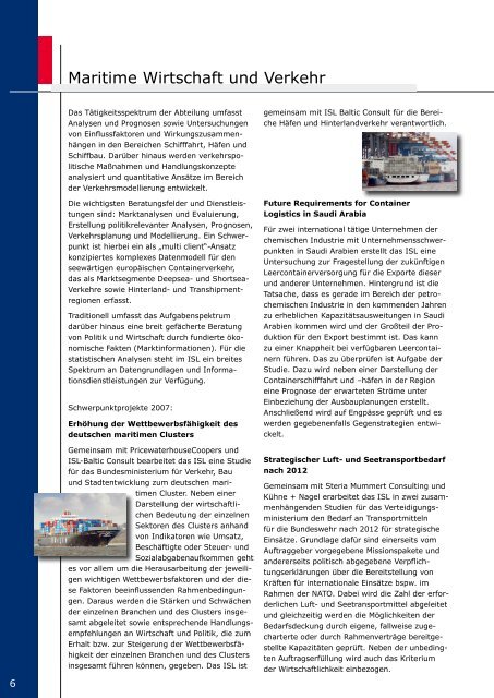 ISL Jahresbericht 2007 - Institut für Seeverkehrswirtschaft und Logistik