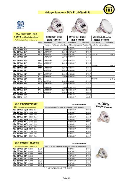 Halogenlampen - BLV Profi-Qualität