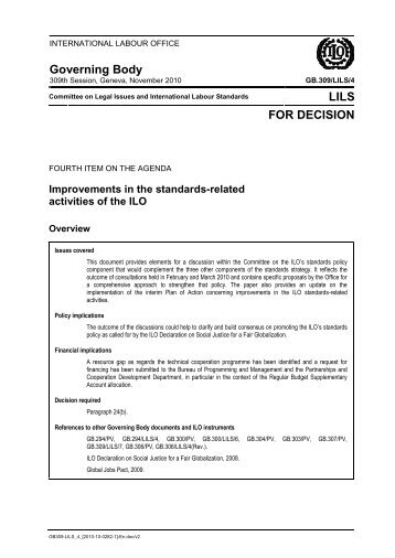 Improvements in the standards-related activities of the ILO