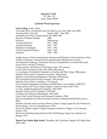 Patricia Clark CV.pdf - Unity College