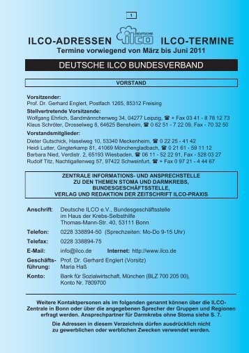 ILCO-ADRESSEN ILCO-TERMINE - Deutsche Ilco
