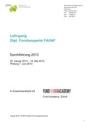 Lehrgang Dipl. Fondsexperte FA/IAF - IfFP