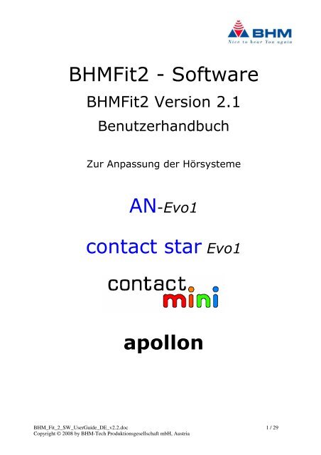 Softwarebeschreibung - BHM