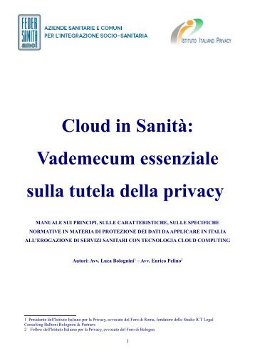 Cloud in Sanità Vademecum essenziale sulla tutela della privacy