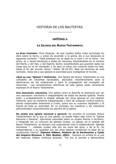 UNA HISTORIA DE LOS BAUTISTAS