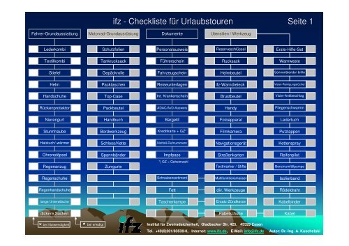 Urlaubscheckliste kompakt - farbig - IfZ