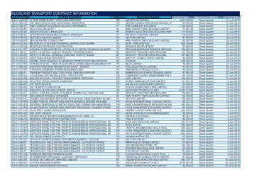 AUCKLAND TRANSPORT CONTRACT INFORMATION