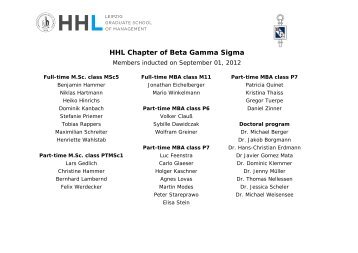 HHL Chapter of Beta Gamma Sigma