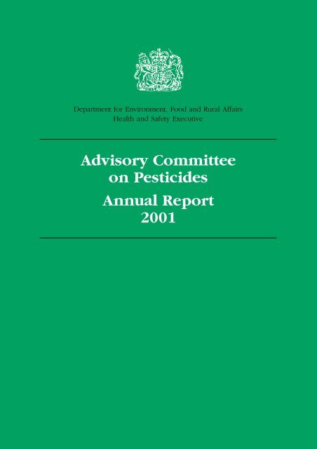 Advisory Committee on Pesticides Annual Report 2001