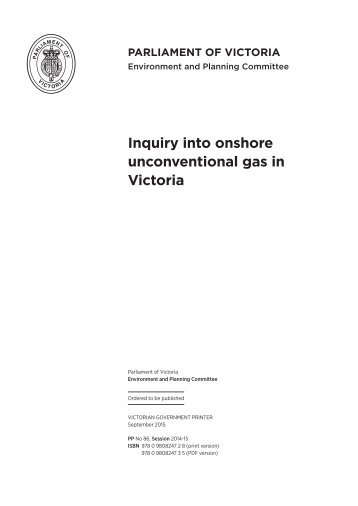 Inquiry into onshore unconventional gas in Victoria