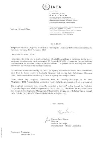 Invitation letter and Prospectus - IAEA