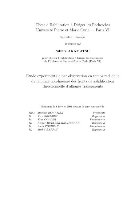 Thèse d'Habilitation à Diriger les Recherches Université Pierre et ...