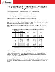 Progress in English 11-14 and National Curriculum English levels