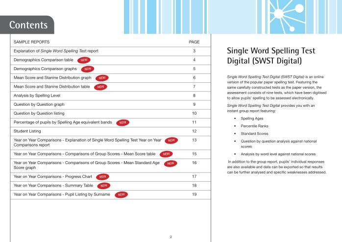 Single Word Spelling Test (SWST) Digital