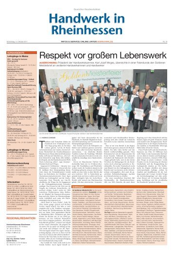 Respekt vor groÃŸem Lebenswerk - Handwerkskammer Rheinhessen