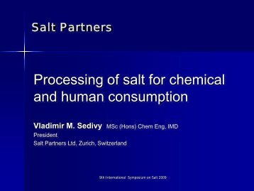 Processing of salt for chemical and human consumption