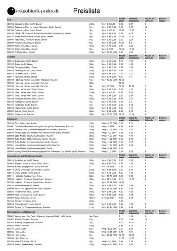 Preisliste hier herunterladen - Makrobiotik-Perlen, Paul Perlwitz