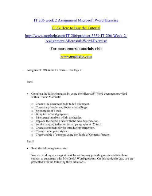 ms word assignment sample for students