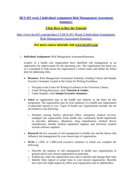 Assignment executive summary on risk analysis essay 08 image