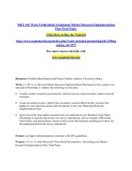 MKT 441 Week 5 Individual Assignment Market Research Implementation Plan Final Paper/Uoptutorial