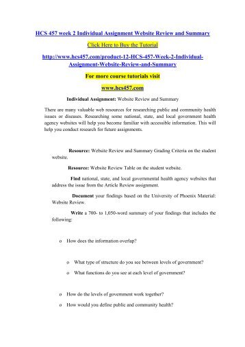 website review table hcs 457 For more course tutorials visit wwwuophelpcom individual assignment: website review and summary there are many valuable web resources. website review table hcs 457 For more course tutorials visit wwwuophelpcom individual assignment: website review and summary there are many valuable web resources.