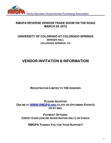 VENDOR INVITATION & INFORMATION