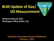 BLM Update of Gas/ Oil Measurement