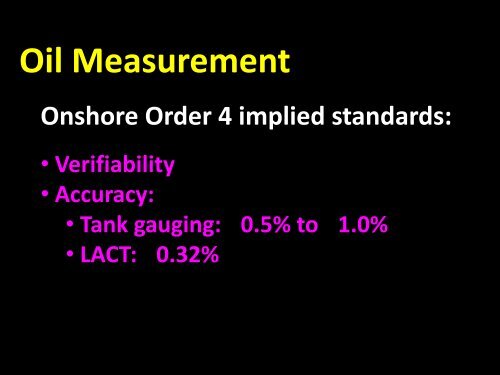 BLM Update of Gas/ Oil Measurement