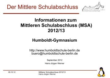 Der Mittlere Schulabschluss - Humboldt-Gymnasium Berlin-Tegel