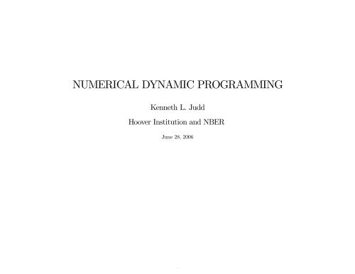 NUMERICAL DYNAMIC PROGRAMMING