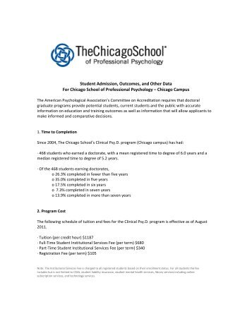 Student Admission, Outcomes, and Other Data For Chicago School ...