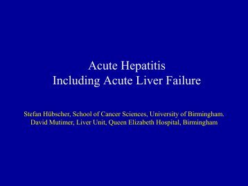 Acute Hepatitis Including Acute Liver Failure