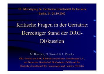 Kritische Fragen der Geriatrie - DRG-Kompetenzteam Geriatrie