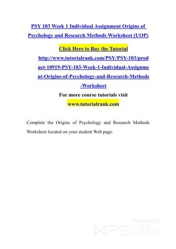 psy 270 week 1 research methods View anne scherer’s •worked 40 hours per week for ten weeks as a paid intern (psy 270) psychology of negotiations (psy 270) research methods 1 (psy 311. psy 270 week 1 research methods View anne scherer’s •worked 40 hours per week for ten weeks as a paid intern (psy 270) psychology of negotiations (psy 270) research methods 1 (psy 311.
