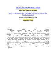 BIO 100 CheckPoint Patterns of Evolution/uophelp