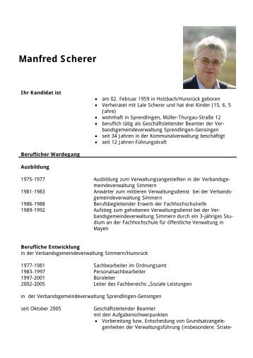 Lebenslauf Manfred Scherer