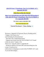 ADJ 255 Week 7 CheckPoint  The USA PATRIOT ACT- Appendix B(UOP)/ Tutorialrank